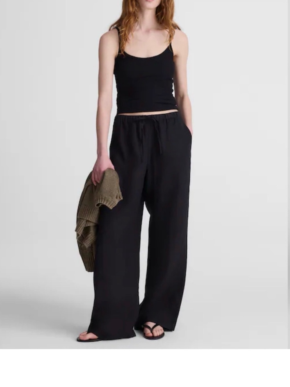Madewell Black Wide-Leg Drawstring Pants